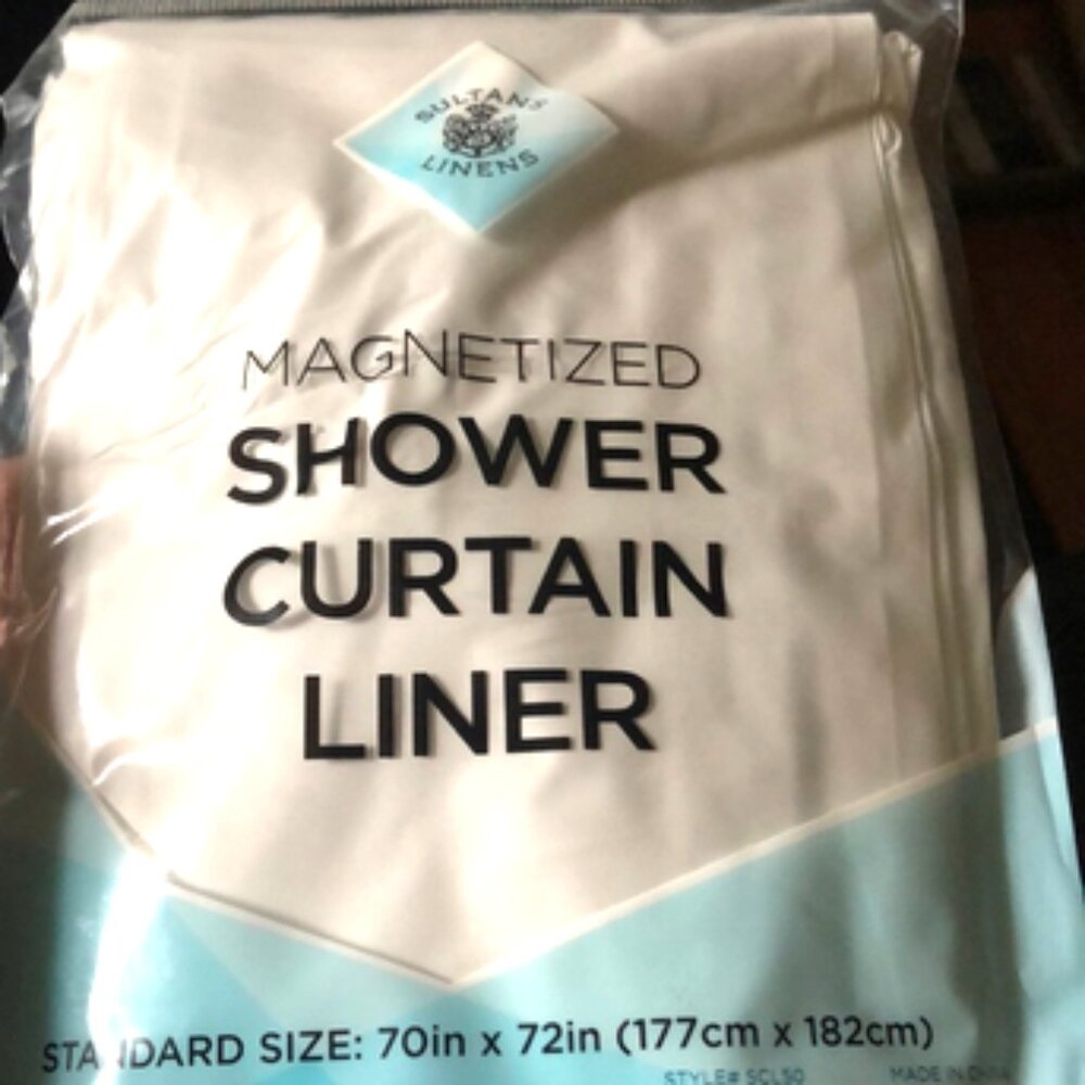 Shower curtain new magnetized 70” x 72” heavy gauge vinyl 3 magnets hold liner